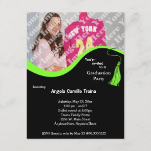Green Graduation Photo Announcement Invitation