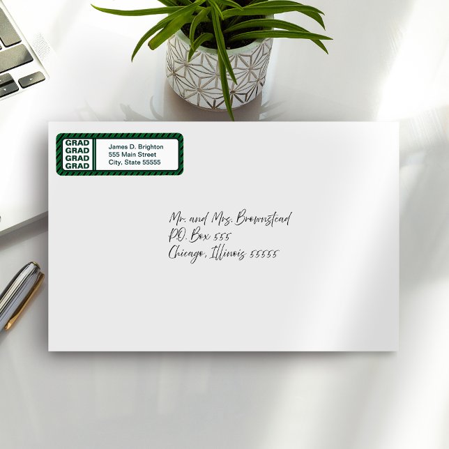 Green Graduation Return Address Labels (Creator Uploaded)