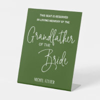Green Grandfather of Bride Memorial Seat Wedding