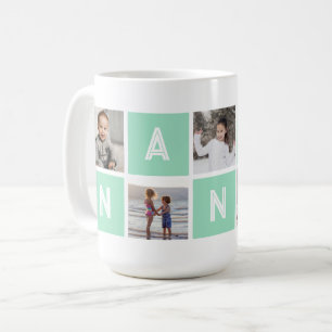 Green Grandmother 5 Photo Collage Nana Coffee Mug
