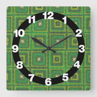 Green Granny Square Pattern Wall Clock