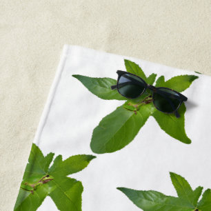 Green Grape Leaf Frog, Beach Towel