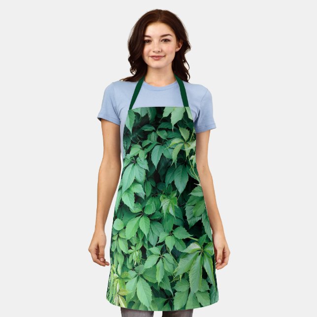 Green Grape Leaves Apron (Worn)