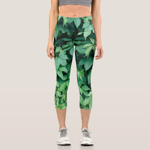 Green Grape Leaves Capri Leggings