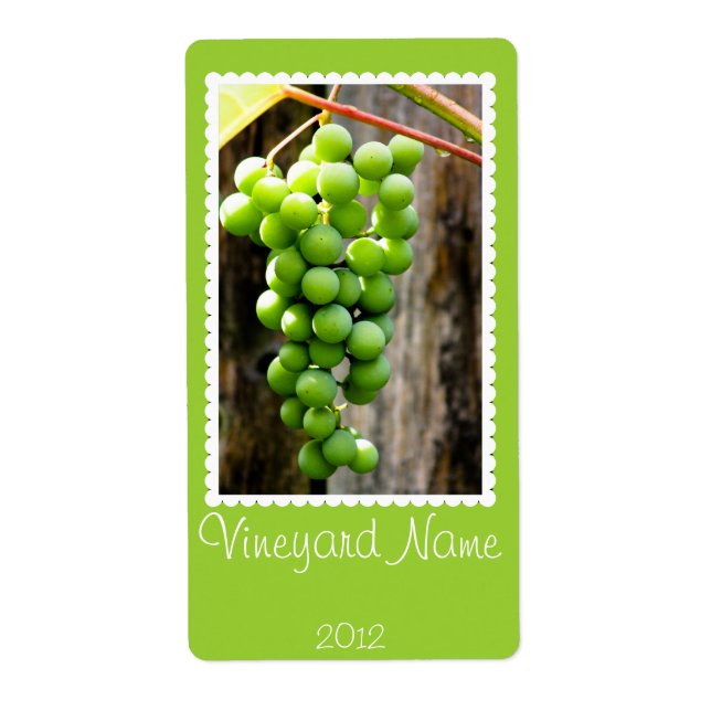 Green Grape Personalised Wine Label (Front)