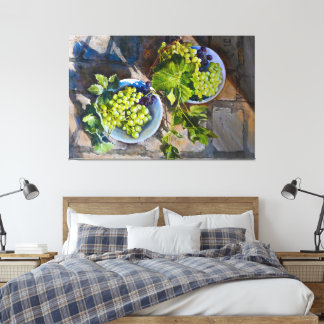 Green Grape Still Life Painting Canvas Print