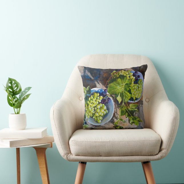 Green Grape Still Life Painting Cushion (Chair)
