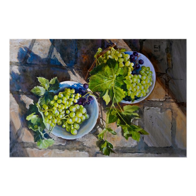 Green Grape Still Life Painting Poster (Front)
