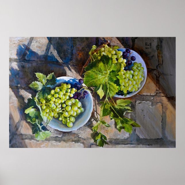Green Grape Still Life Painting Poster (Front)