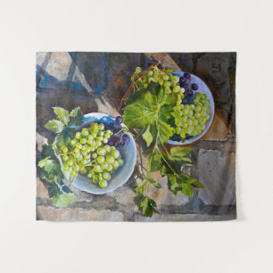 Green Grape Still Life Painting Tapestry