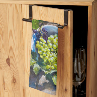 Green Grape Still Life Painting Tea Towel