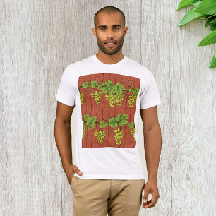 Green Grape Vine Pattern on Rustic Wood T-Shirt