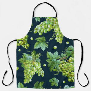 Green Grape: Watercolor Dark Pattern Apron