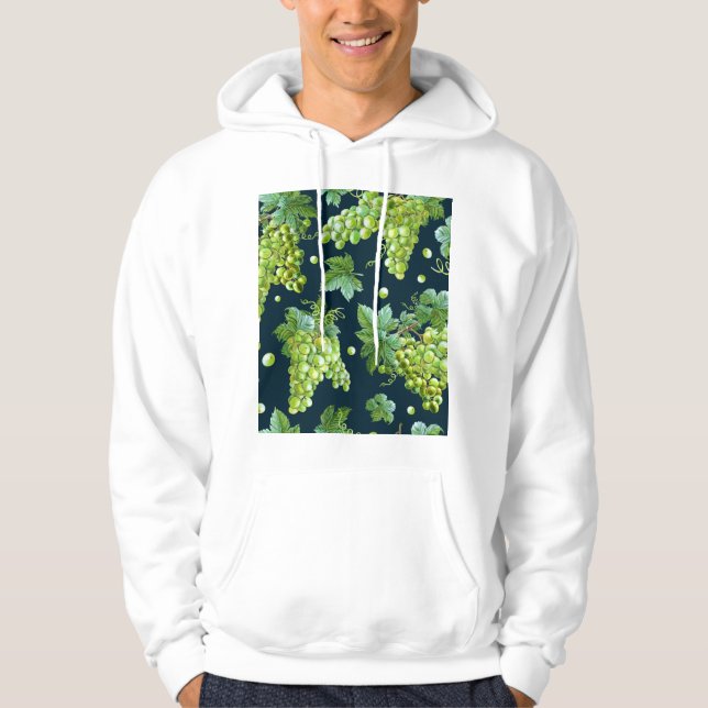 Green Grape: Watercolor Dark Pattern Hoodie (Front)