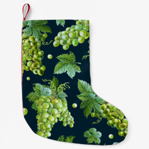 Green Grape: Watercolor Dark Pattern Small Christmas Stocking
