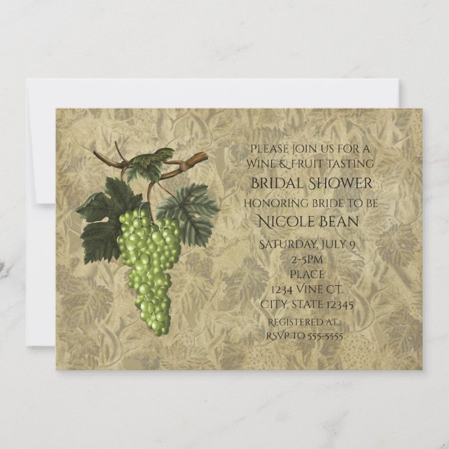 Green Grapes Fruit & Wine Tasting Party Invitation (Front)