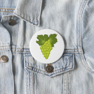 Green Grapes Vine Leaves Fresh Fruit 7.5 Cm Round Badge