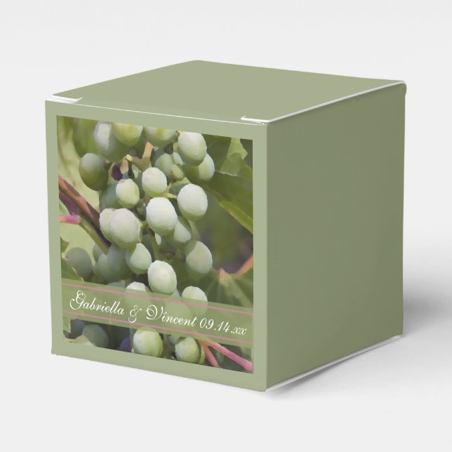 Green Grapes Vineyard Wedding Favour Box (Front Side)