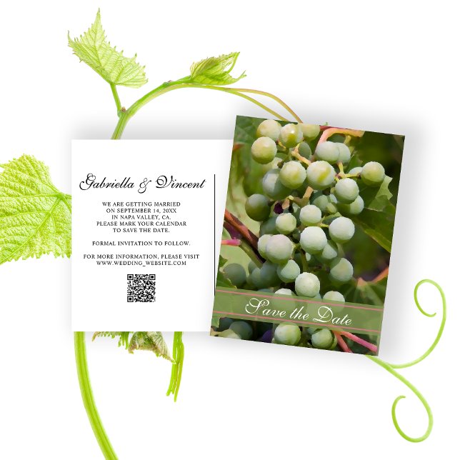Green Grapes Vineyard Wedding Save the Date Announcement Postcard (Creator Uploaded)