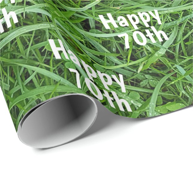 Green Grass 70th Birthday Wrapping Paper (Roll Corner)