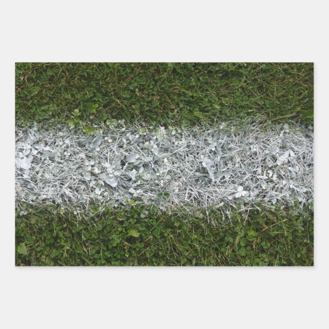Green Grass and White Paint Sports Field Wrapping  Wrapping Paper Sheet (Front)