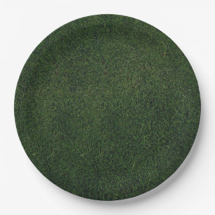 Green grass background paper plate