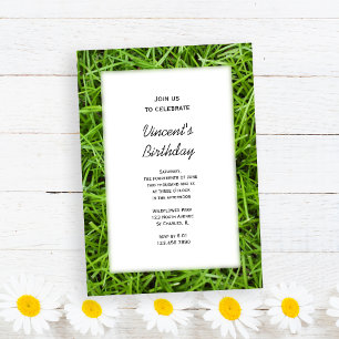 Green Grass Backyard Birthday Party Invitation