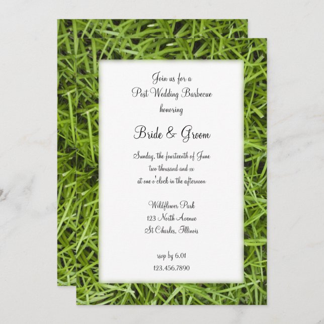 Green Grass Backyard Post Wedding Barbecue Invitation (Front/Back)