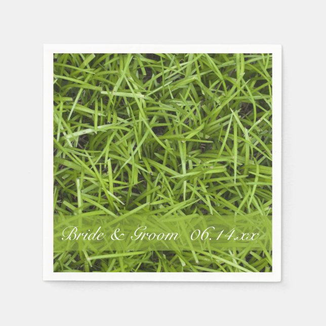Green Grass Backyard Wedding Napkin (Front)