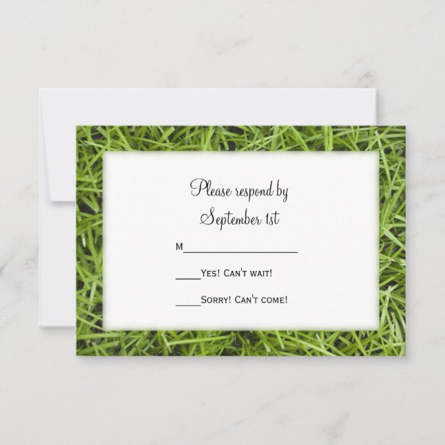 Green Grass Backyard Wedding RSVP (Front)