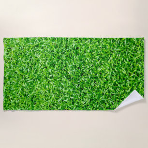 Green grass beach towel