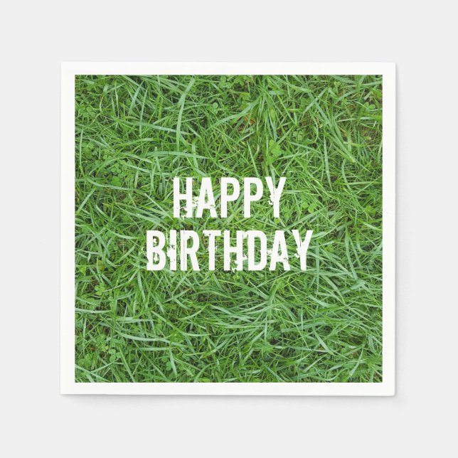 Green Grass Birthday Napkin (Front)