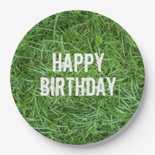 Green Grass Birthday Paper Plate