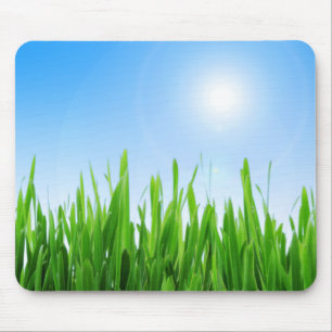 Green Grass Blue Sky Banner Mouse Pad