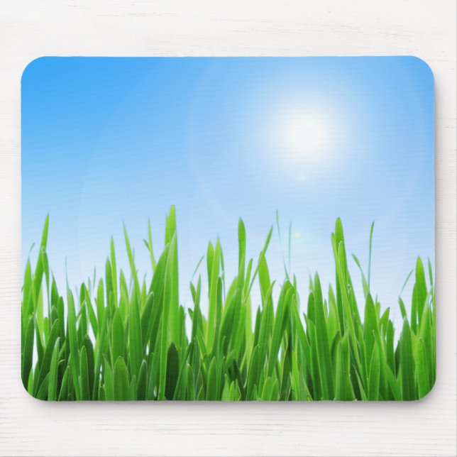 Green Grass Blue Sky Banner Mouse Pad (Front)