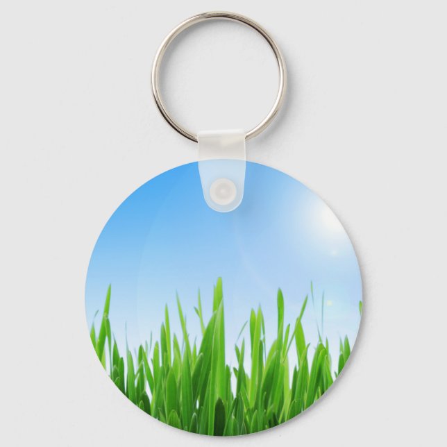 Green Grass Blue Sky Custom Text Template-10826 Key Ring (Front)