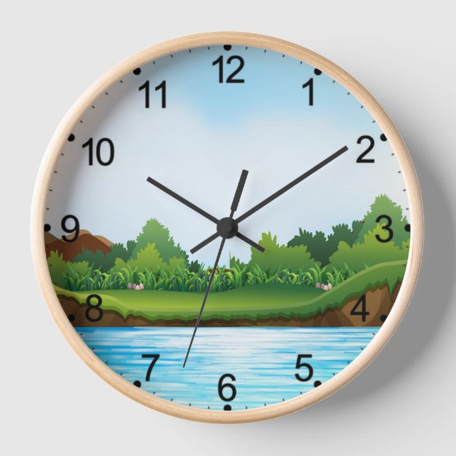 Green Grass Blue Sky Landscape-10826 Clock (Front)