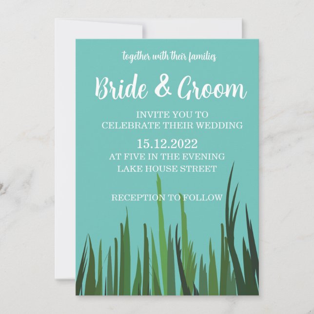 Green Grass Botanical Wedding Invitation (Front)