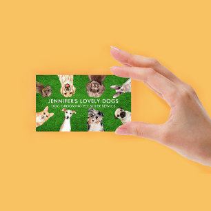 Green Grass Cute Small Size Dogs Pet Sitter Business Card