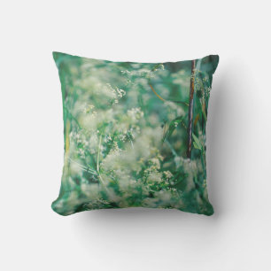 Green Grass Flowers Leaves Meadow Nature Cushion
