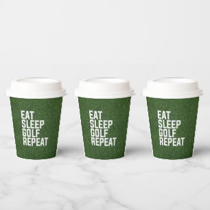 Green Grass for golfer party eat sleep golf repeat Paper Cups
