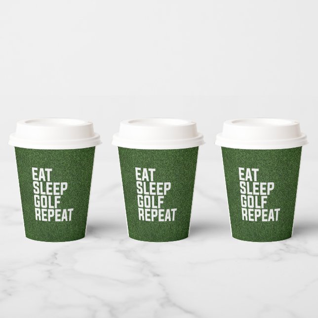 Green Grass for golfer party eat sleep golf repeat Paper Cups (Multi)