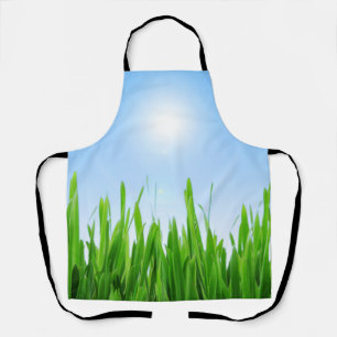 Green Grass Garden with Blue Sky Design Apron