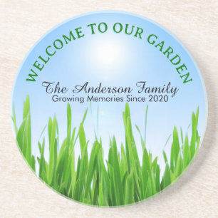 Green Grass Garden with Blue Sky Design Coaster