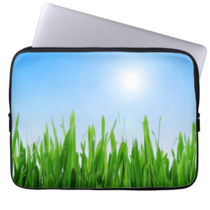 Green Grass Garden with Blue Sky Design Laptop Sleeve