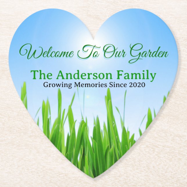 Green Grass Garden with Blue Sky Design Paper Coaster (Front)