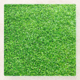 Green grass glass coaster