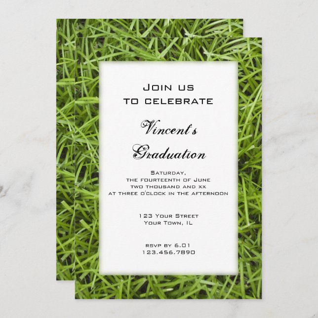 Green Grass Graduation Party Invitation (Front/Back)