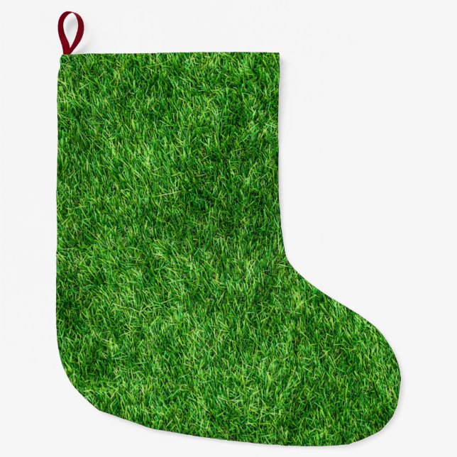 Green Grass Large Christmas Stocking (Front)