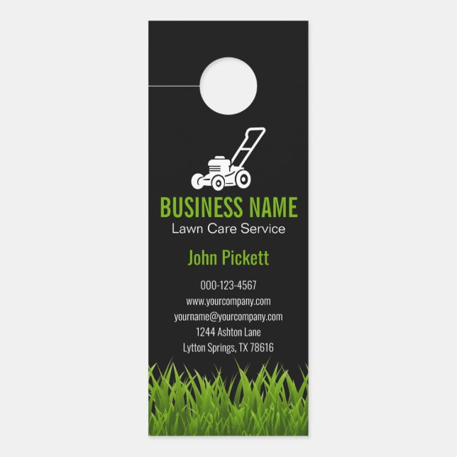 Green Grass Lawn Care Mowing Landscaping Door Hanger (Front)